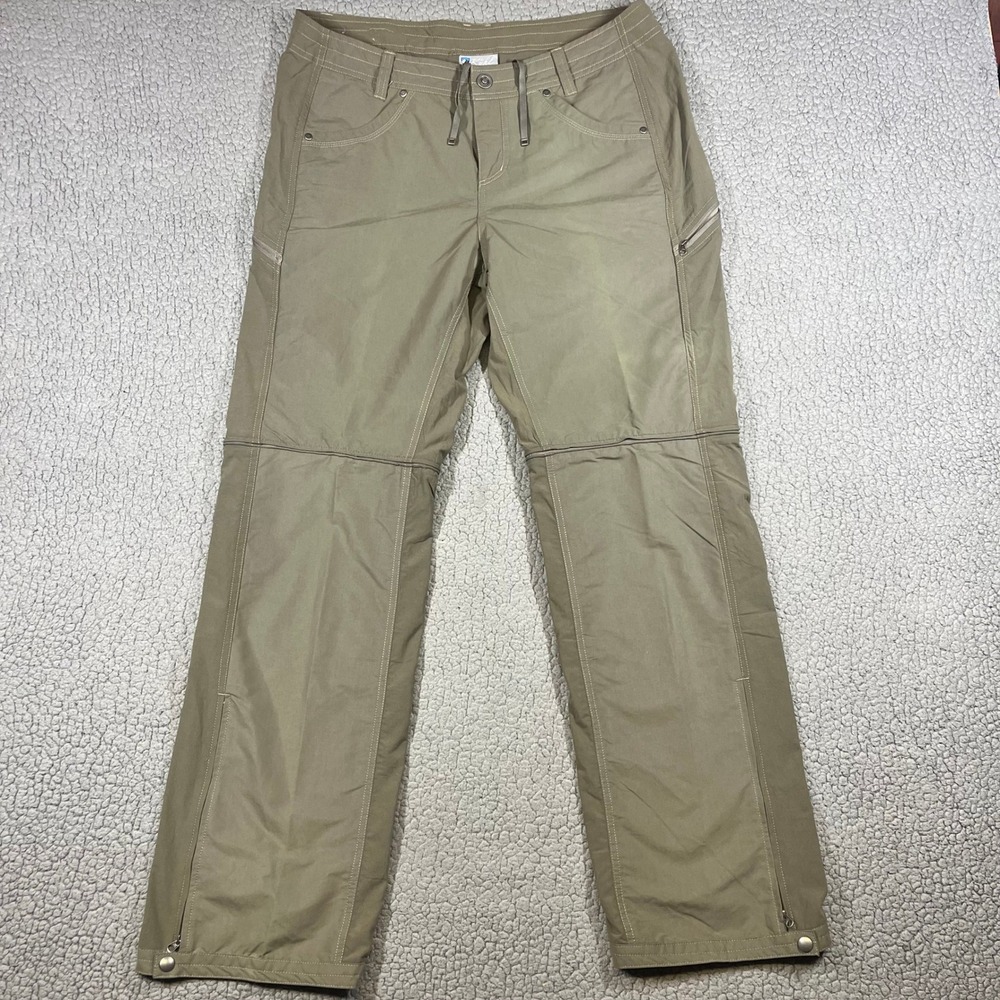 Kuhl  Convertible Pants Zip Off Hiking Shorts Women Olive Green Size 14 Regular